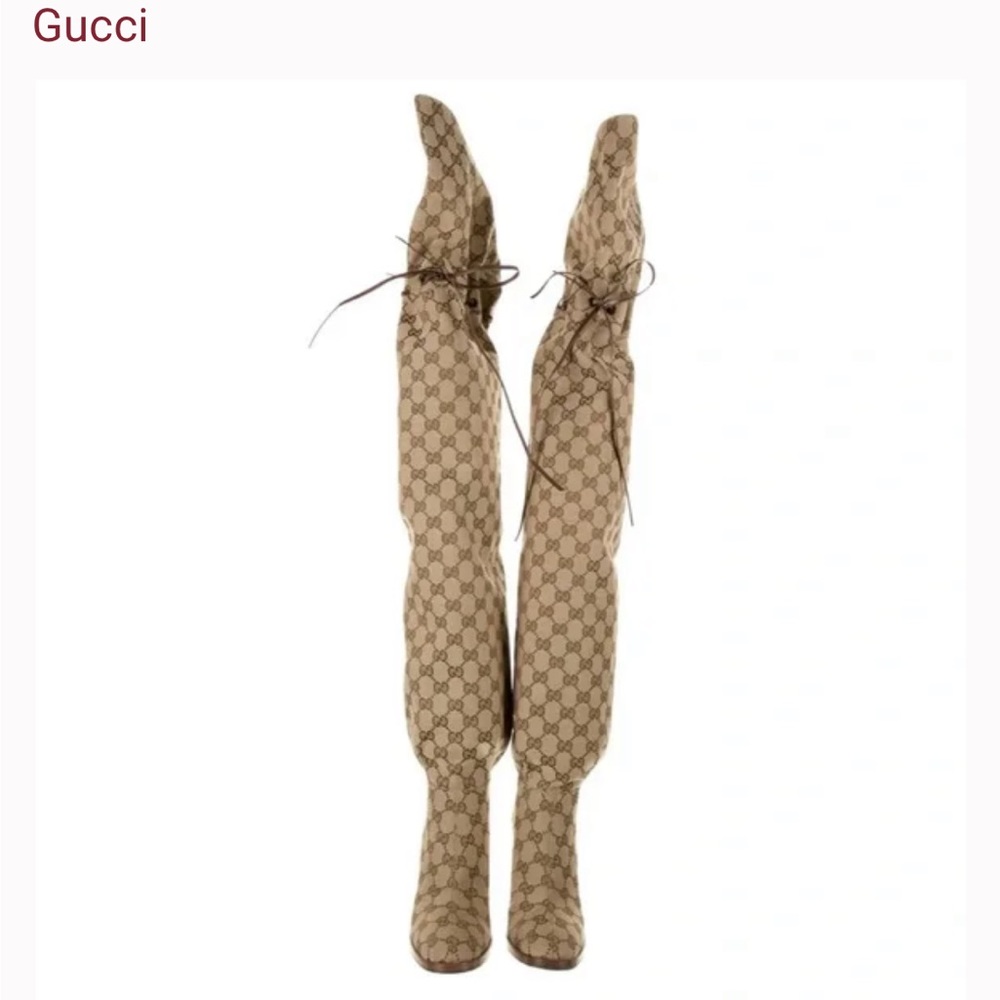 Authentic Gucci over the knee slouchy boots designer luxury shoes